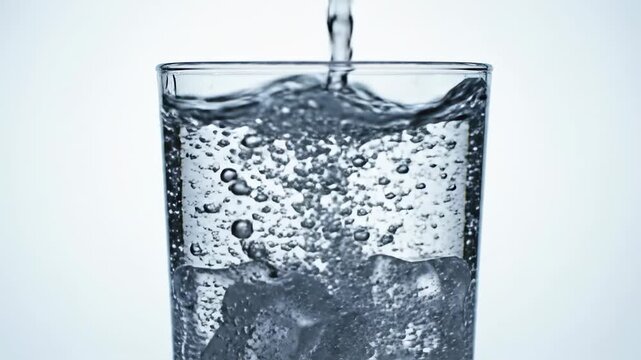Refreshing Water with Ice Cubes - A Clear and Crisp Visual.
