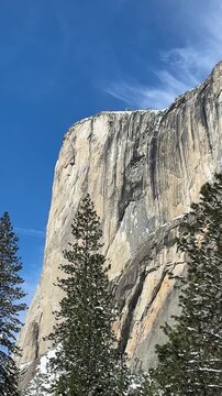 el capitan in february with blue skies in yosemite national park 