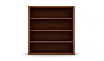 Tall dark wood bookshelf with five shelves front view realistic furniture vector isolated on white © SABBIRAHMAD