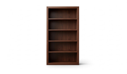 Tall dark wood bookshelf with five shelves front view realistic furniture vector isolated on white © SABBIRAHMAD