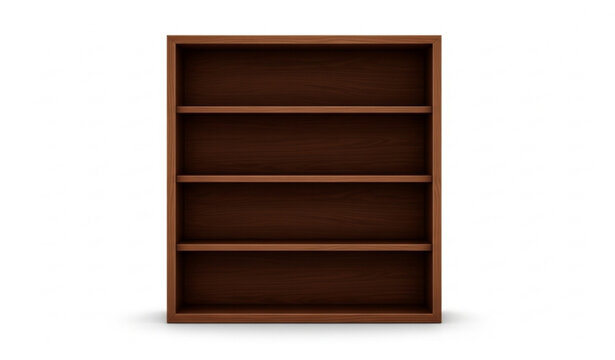 Tall dark wood bookshelf with five shelves front view realistic furniture vector isolated on white