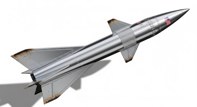 Silver military jet aircraft model flying.