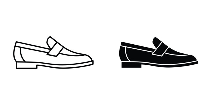 Loafer Shoe Icons Fashion Style Vector