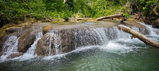 Obraz premium Mayfield Falls & Mineral Springs after hurricane Melissa in Jamaica