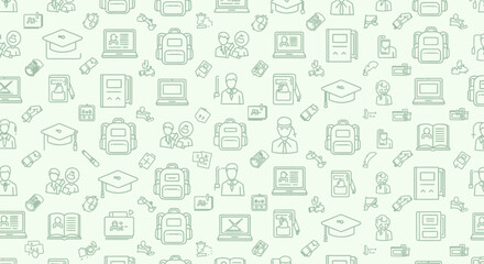 Obraz premium Educational pattern seamless background with school icons for digital design