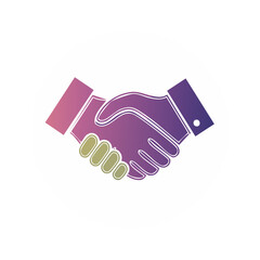 Fototapeta premium Business handshake icon with colorful gradient circle representing partnership and agreement