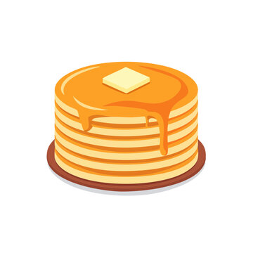 Stack of golden pancakes with butter and dripping syrup a delicious breakfast treat