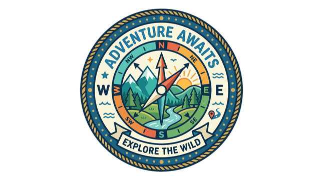 Adventure Awaits Explore the Wild Compass Emblem.