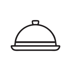 Obraz premium Food Tray icon, black and white concept flat outline vector design.