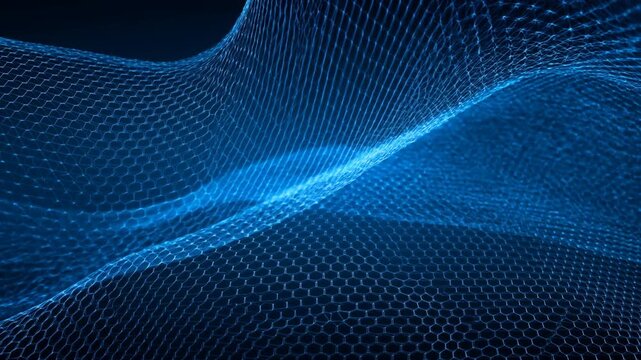 Abstract blue wave mesh background with glowing lines. Represents technology, innovation, and digital connectivity in modern design