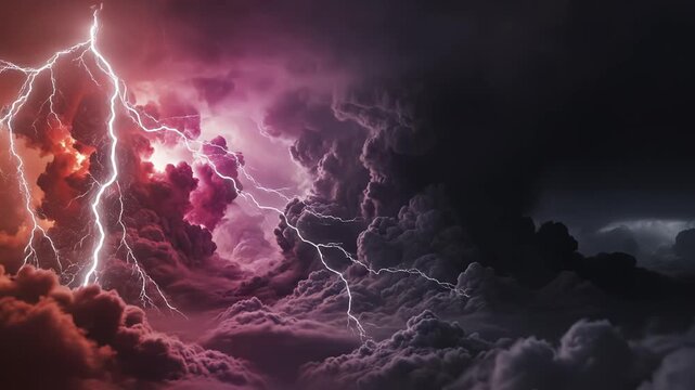 Stormy sky with lightning and clouds