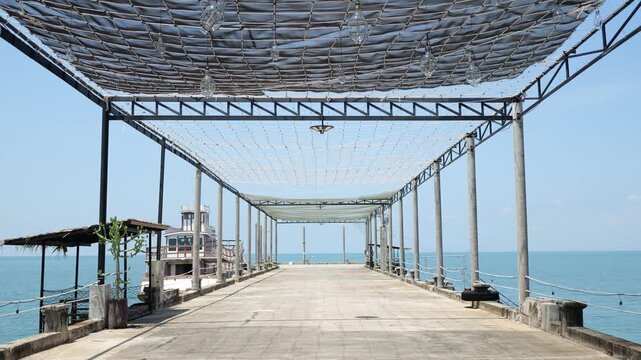 Beautiful modern port in the morning No passengers have arrived yet