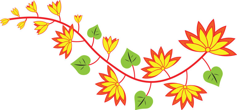 autumn leaves vector illustration Aurudu Festival Traditional Floral Branch Design