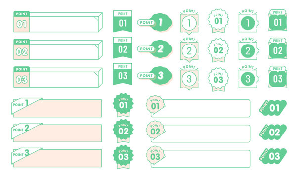 Point Label Number Badge Set for Web Design UI Infographic List vector