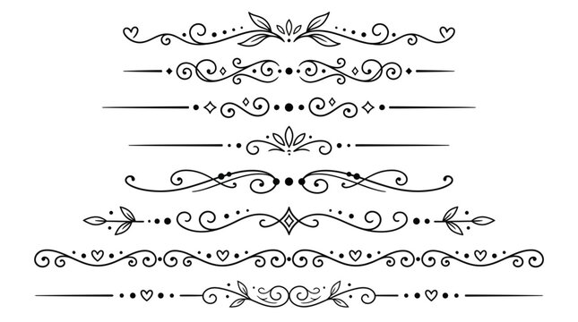 Decorative ornamental border vector designs with floral scrollwork, vintage baroque embellishments, symmetrical motifs, certificate frame, invitation template, elegant monochrome decorative artwork ve