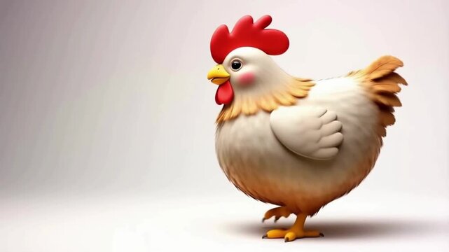 a cute chicken walking backwards