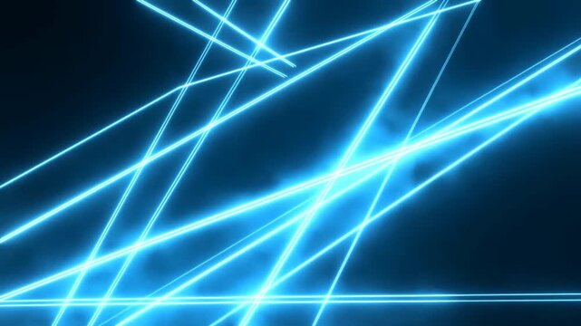 Dynamic blue laser beams creating abstract patterns on a dark background. Ideal for futuristic visuals, technology themes, and creative projects