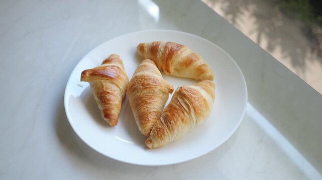 freshly baked croissants fragrant from the oven Freshly made by the chef is one of the breakfast bakery menus in the hotel