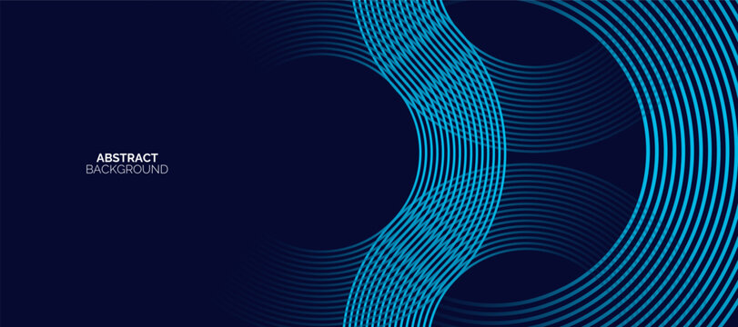 Blue abstract background with spiral circle lines. Modern shiny blue circle lines pattern. Futuristic technology concept. Suit for cover, poster, banner, brochure, header, website