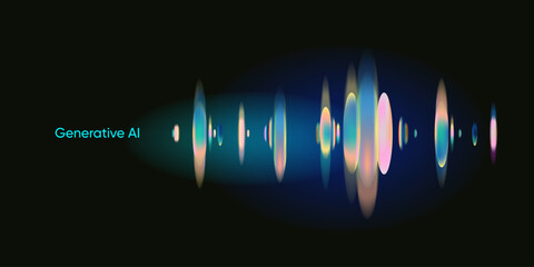 Illustration of abstract stream, AI brain concept. Artificial intelligence. Big data, technology, AI, data transfer, data flow, large language model, generative AI, LLM, NLP. NLG  © Krot_Studio