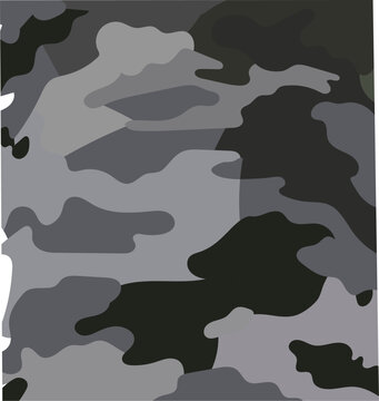 A camouflage pattern in shades of gray and black on a colored background