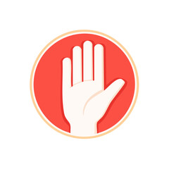Obraz premium Stylized flat design hand raised within a red circle with a light border