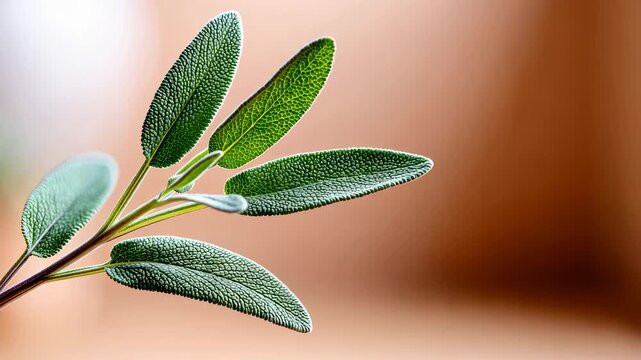 Closeup of sage leaves swaying gently in a sunlit breeze