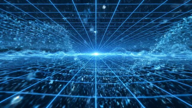 Blue grid digital wave pattern