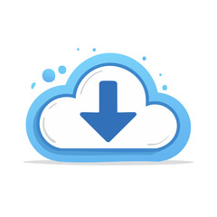 Obraz premium Blue cloud icon with down arrow symbol for data download and cloud storage