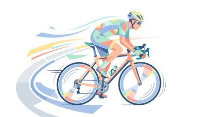 Naklejka premium Cyclist in motion with colorful streaks.