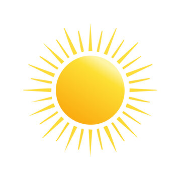 Radiant sun icon with bright yellow rays and a gradient center, symbolizing summer and warmth
