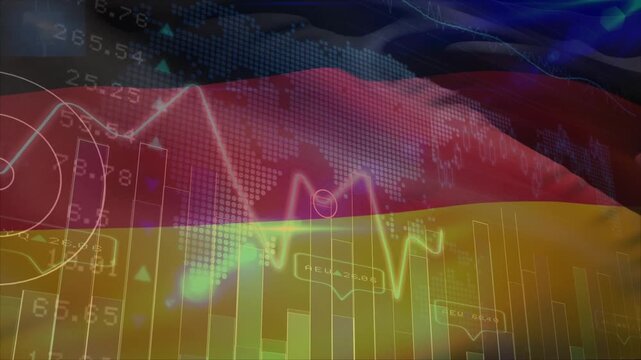 Animation of data processing over flag of germany