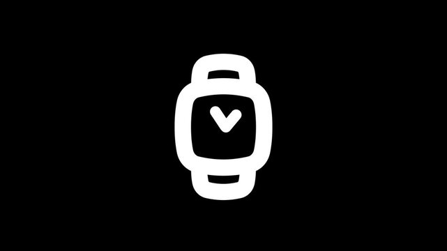 Smartwatch icon animation transparent background, modern digital wristwatch graphic