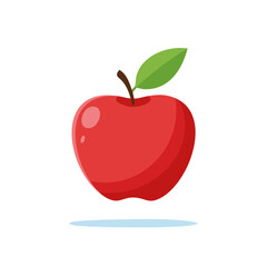 Fototapeta premium Stylized Red Apple with Green Leaf and Stem Vector Illustration