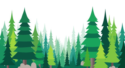 Obraz premium Evergreen Forest Landscape with Tall Pine Trees.