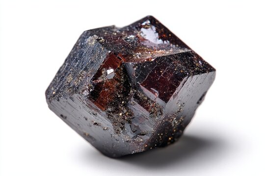 Macro photograph of a sphalerite crystal isolated on a neutral white background