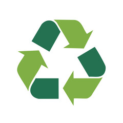 Obraz premium Three green arrows form the universal symbol for recycling and sustainability in nature