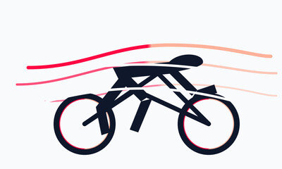 Fototapeta premium Vector bicycle icon with motion lines, bike speed illustration