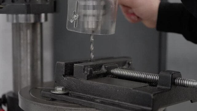 Metal Clamp, Engineering Workshop Equipment, Mechanic Tasks, Close-Up