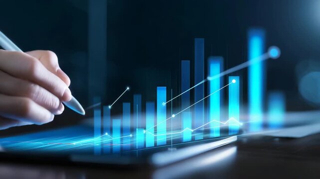 Financial growth chart analysis, business analytics, investment strategy, data visualization, stock market performance, profit increase, economic forecast, fintech concept