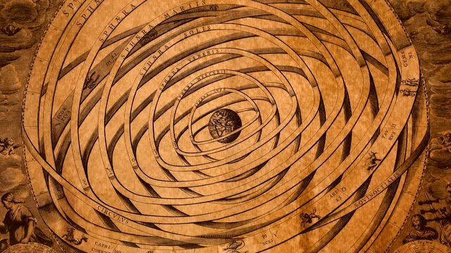 Antique celestial map solar system spiral illustration vintage astronomical chart