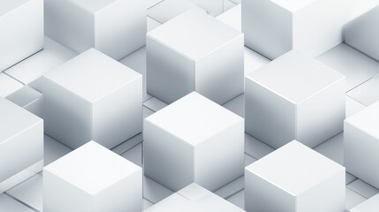 Fototapeta premium ミニマリストな3Dアイソメトリック幾何学背景：白い立方体の整列