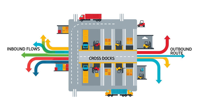 Logistics Cross Docking Facility Operations Diagram.