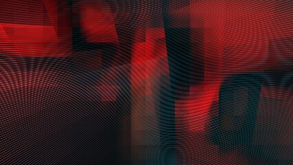 Abstract tech background with red geometric shapes and moire line patterns suitable for cybersecurity branding, data science visuals and gaming industry graphics © Adrenaloby