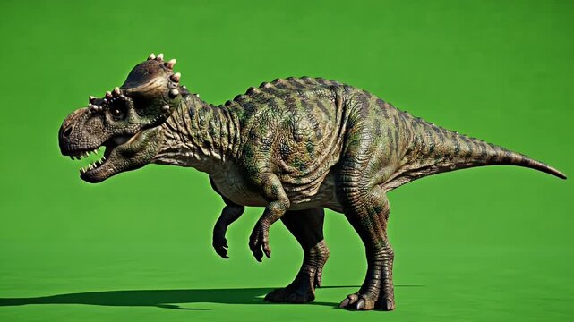 Realistic Pachycephalosaurus Dinosaur Full Body Alert Stance Against a Vivid Green Screen Background Isolated 3D Render