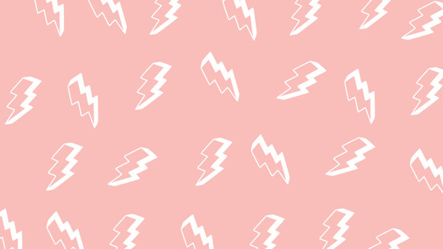 Seamless pattern of hand drawn pink lightning bolt icons on light pink background for textile design
