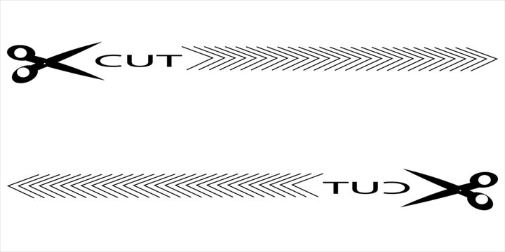 Illustration of scissors and cut lines.　Dashed line.　Dotted line.