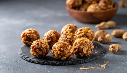 Fototapeta premium African peanut sweet balls clean studio lighting, no people
