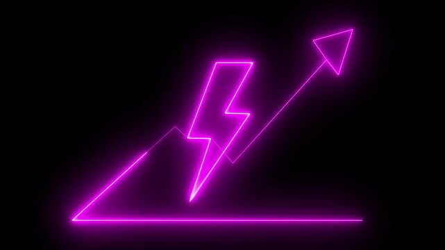 Glowing pink arrow chart  business success and profit increase animation. Business progress and development concept growth trend motion graphic.