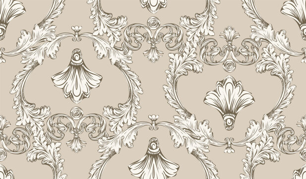 Vintage ornate hand drawing baroque seamless pattern vector illustration
